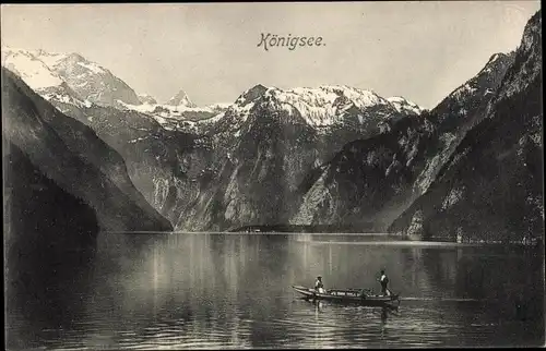 Ak Königssee in Bayern, Boot, Gebirge