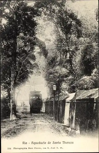Ak Rio de Janeiro Brasilien, Aqueducto de Santa Thereza, Straßenbahn