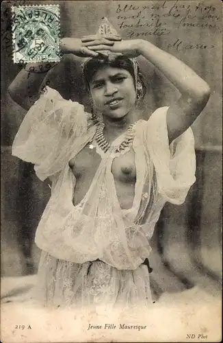 Ak Jeune Fille Mauresque, barbusige Araberin, Maghreb