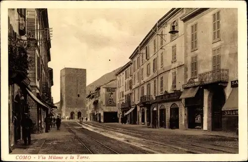 Ak Como Lombardia, Via Milano e la Torre