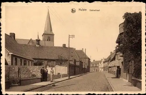 Ak Hulste Harelbeke Westflandern, Statiestraat