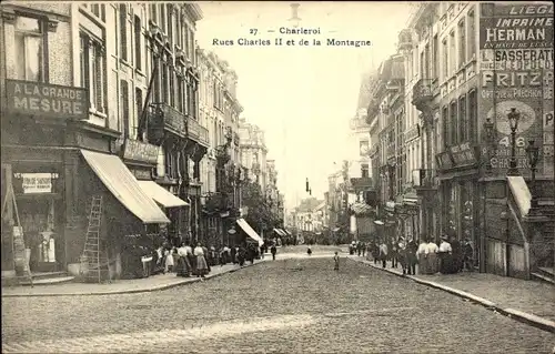 Ak Charleroi Wallonien Hennegau, Rues Charles II et de la Montagne