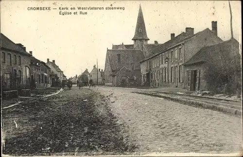 Ak Crombeke Krombeke Poperinghe Poperinge Westflandern, Kerk en Westvieteren steenweg