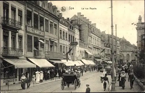 Ak Spa Wallonien Lüttich, La rue Royale, Straßenpartie