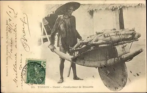 Ak Hanoi Tonkin Vietnam, Conducteur de Brouette