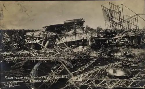 Ak Katastrophe des Marine Luftschiffes L II 17 Oktober 1913, Zeppelin Absturz