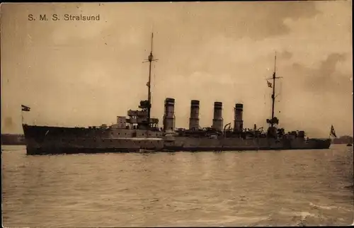 Ak Deutsches Kriegsschiff, SMS Stralsund, Kleiner Kreuzer, Kaiserliche Marine