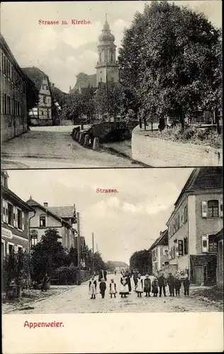 Ak Appenweier in Baden Schwarzwald, Kirche, Straßenpartie, Kinder