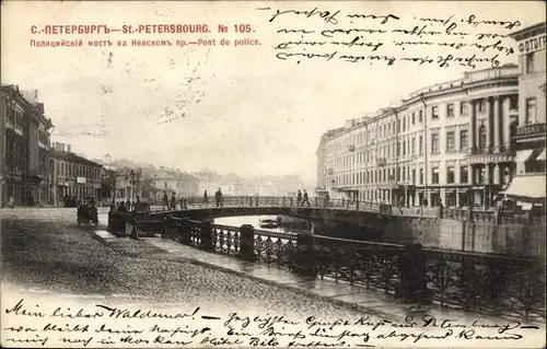 Ak Sankt Petersburg Russland, Polizeibrücke
