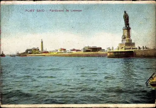 Ak Port Said Ägypten, Statue de Ferdinand de Lesseps