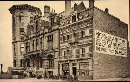 Ak Zeebrugge Westflandern, Entree du Musee et Hotel de la Victoire