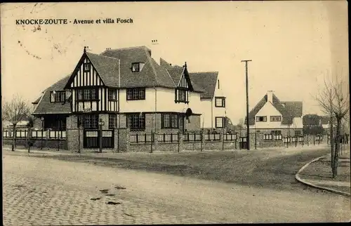 Ak Zoute Knokke Heist Westflandern, Avenue et villa Fosch