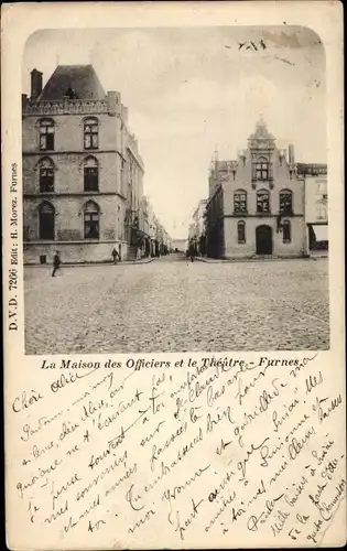 Ak Furnes Veurne Westflandern, La Maison des Officiers et le Theatre