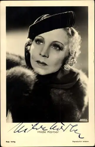 Ak Schauspielerin Hilde Körber, Portrait, Autogramm