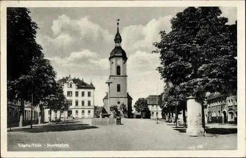 Ak Triptis in Thüringen, Marktplatz mit Rathaus