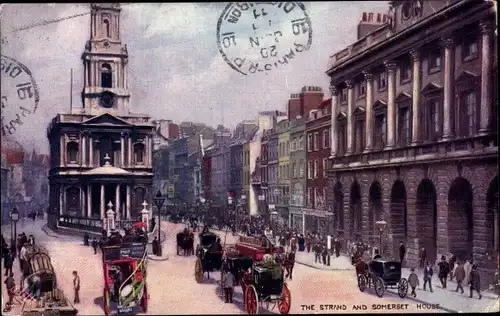 Ak London City England, The Strand and Somerset House