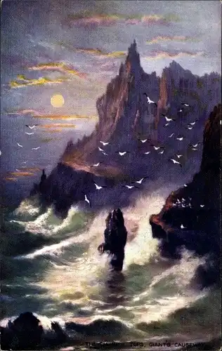 Mondschein Ak Irland, Giant's Causeway