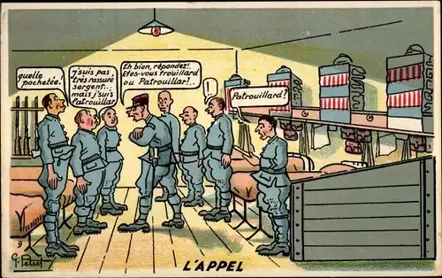 Künstler Ak L'Appel, französische Soldaten