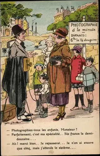 Künstler Ak Fotograf, Frau mit vielen Kindern