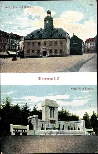 Ak Meerane in Sachsen, Marktplatz, Rathaus, Wunderlich Ehrung