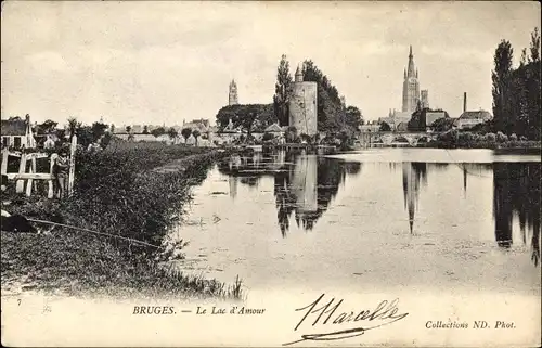 Ak Bruges Brügge Flandern Westflandern, Le Lac d'Amour