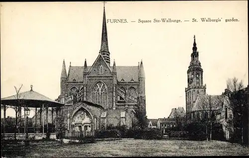 Ak Furnes Veurne Westflandern, Square Sainte Walburge