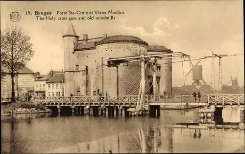 Ak Bruges Brügge Flandern Westflandern, Porte Sainte Croix et vieux Moulins