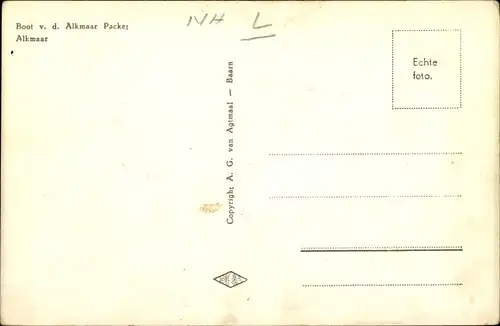 Ak Alkmaar Nordholland Niederlande, Boot v. d. Alkmaar Packet