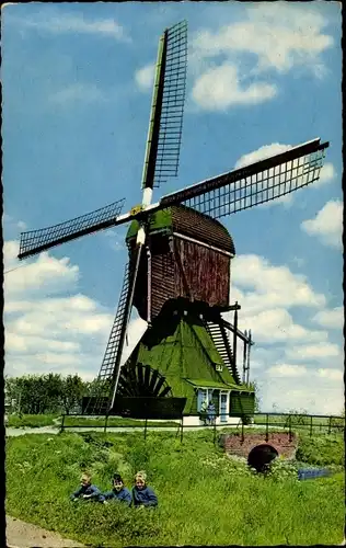 Ak Hellouw Gelderland, Hollandse Molen, Grote wipwatermolen van de polder Hellouw