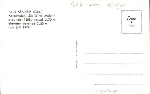 Ak Arnhem Gelderland Niederlande, Korenmolen De Witte Molen