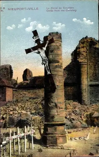 Ak Nieuport Nieuwpoort Westflandern, Le Christ du Cimetiere