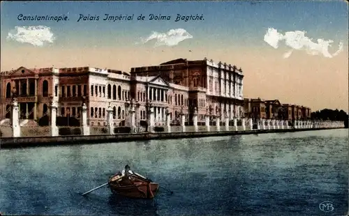 Ak Konstantinopel Istanbul Türkei, Palais Imperial de Dolma Bagtche, Ruderboot
