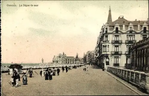 Ak Oostende Ostende Westflandern, La digue de mer
