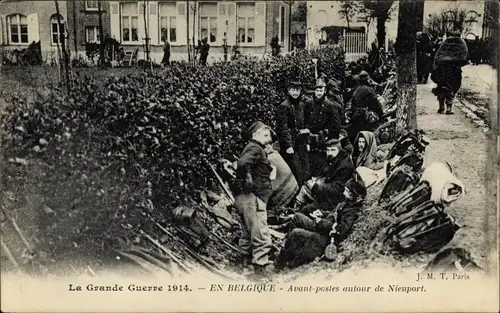 Ak Nieuport Nieuwpoort Westflandern, La Grande Guerre 1914, Avant postes autour