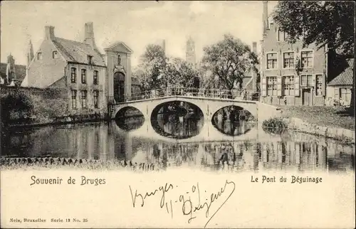 Ak Bruges Brügge Flandern Westflandern, Le Pont du Beguinage