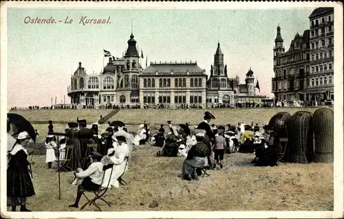 Ak Oostende Ostende Westflandern, Le Kursaal et la Plage
