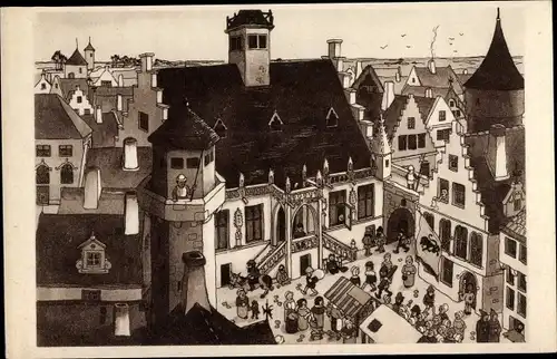 Künstler Ak Dratz, Jean, Damme Westflandern Belgien, Stadtansicht, Chicago World's Fair 1933