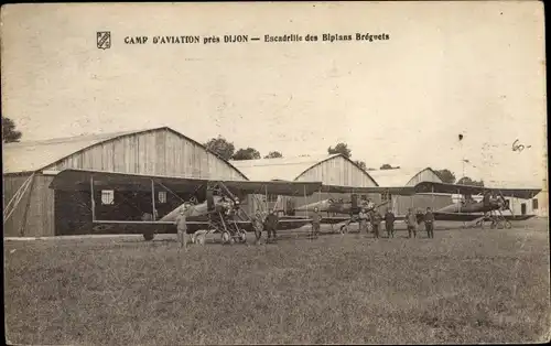Ak Camp d'Aviation pres Dijon, Escadrille des Biplans Bregvets