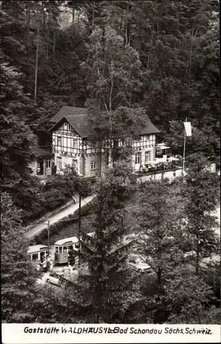Ak Bad Schandau Sächsische Schweiz, Gaststätte Waldhäusl, Kirnitzschtalbahn