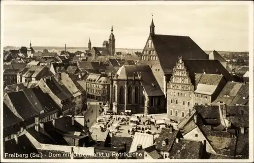 Ak Freiberg in Sachsen, Dom und Untermarkt, Petrikirche