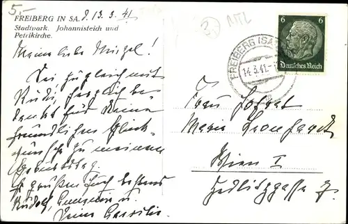 Ak Freiberg in Sachsen, Stadtpark, Johannisteich, Petrikirche