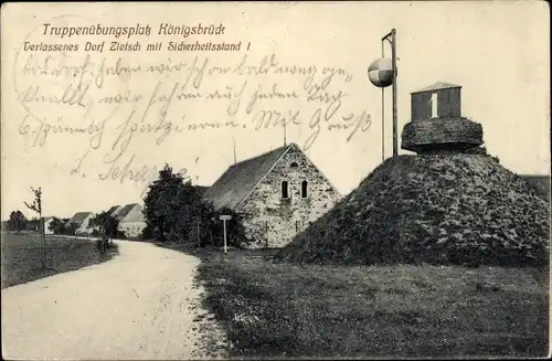 Ak Königsbrück in der Oberlausitz, Truppenübungsplatz, Verlassenes Dorf Zietsch, Sicherheitsstand I