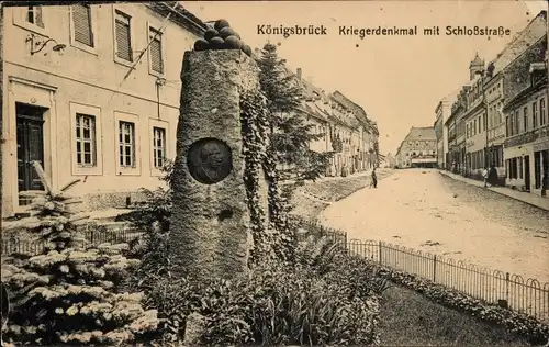 Ak Königsbrück in der Oberlausitz, Kriegerdenkmal, Schlossstraße