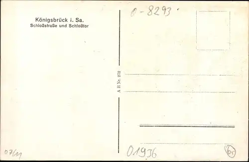 Ak Königsbrück in der Oberlausitz, Schlossstraße und Schlosstor, Passanten