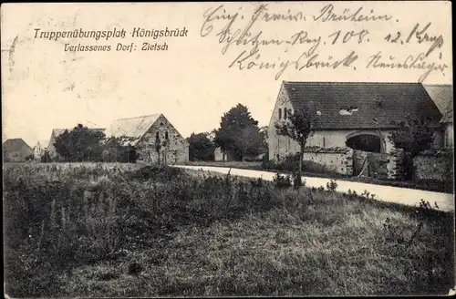 Ak Königsbrück in der Oberlausitz, Truppenübungsplatz, Verlassenes Dorf Zietsch