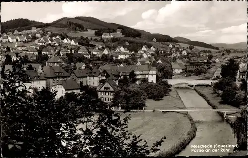 Ak Meschede im Sauerland, Partie an der Ruhr