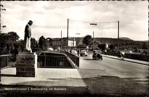 Ak Neheim Hüsten Arnsberg im Sauerland, Ruhrbrücke am Bahnhof