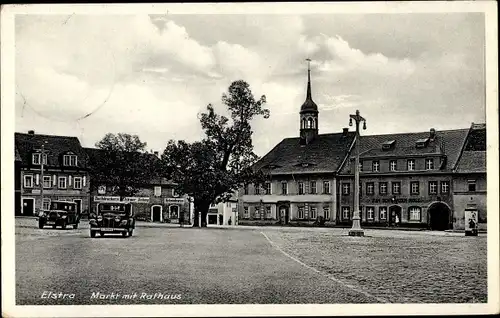 Ak Elstra Oberlausitz Sachsen, Markt mit Rathaus
