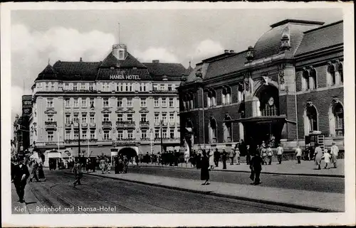 Ak Kiel in Schleswig Holstein, Bahnhof mit Hansa Hotel