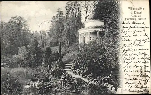 Ak Bad Wilhelmshöhe Kassel in Hessen, Partie am Fontainen-Bassin